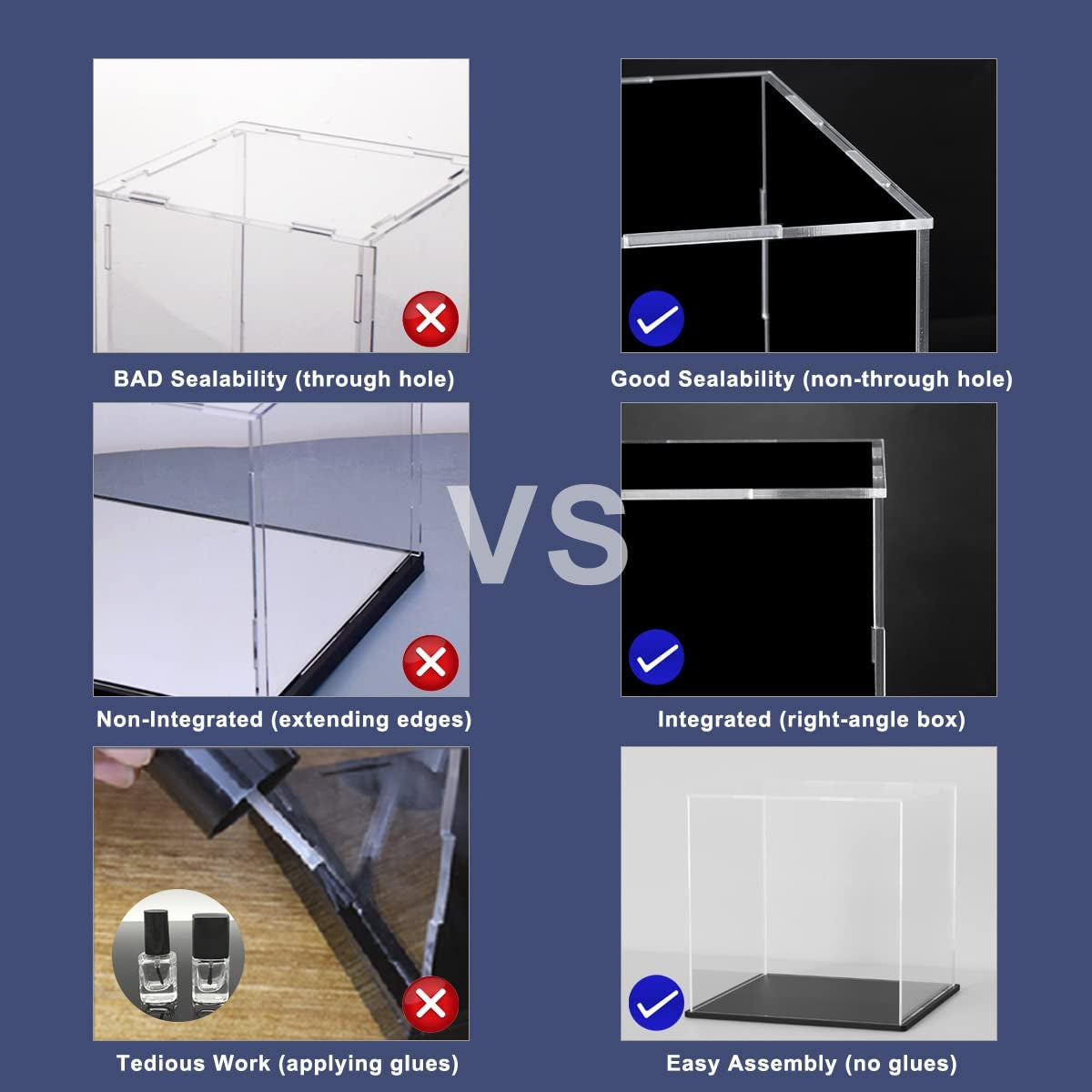 Acrylic Display Case, 8X8X8 Inch Cube, Clear Acrylic Box with Matte Black Base and Lid for Collectibles and Figures