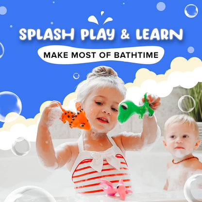 Mold Free Dinosaur Bath Toys, No Hole Bath Toys for Toddlers, Bathtub Dinosaur Set for Kids, No Mold Floating Water Dino Set for Pool, Bpa-Free Safe Fun, Infant Babies Ages 1 3 6 12 18 Mo