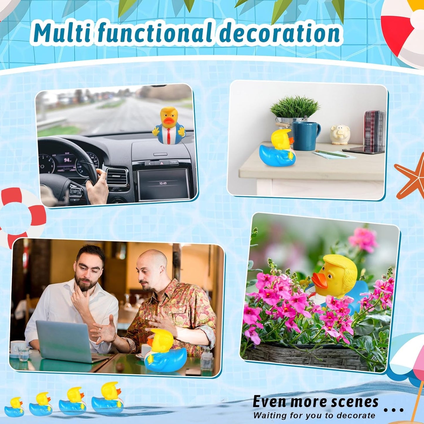 Rubber Ducks for Jeeps Squeak Bath Duck Bath Toy Small Ornaments Decorations Fun and Quirky Collectible Gift for Everyone (Duck-C)