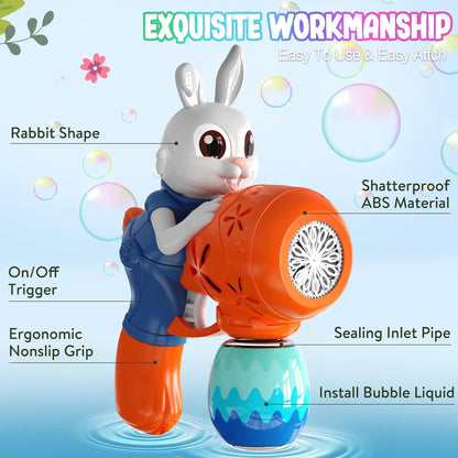Easter Toys-Bunny Bubble Machine for Kids,Easter Eggs,Automatic Bubble Maker Blower Machine for Toddlers,Bubble Blaster, Birthday Gifts for Age 3+ Years Old Boys Girls(Blue)