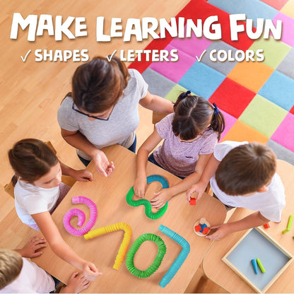 Pop Tubes - Sensory Toys - Toddler Toys - Imaginative Play & Stimulating Creative Learning - Hours of Fun for Kids - Tons of Ways to Play - Non-Mouthable Toy 3+ - 4 Pack Large