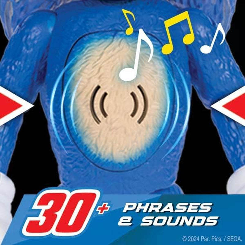 3 Ultimate Talking Sonic 12-Inch Figure, Features 30+ Iconic and Humorous Phrases and Sounds from the Movies, Light-Up Eyes and Quills