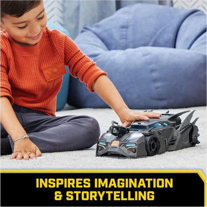 , Crusader Batmobile Playset with Exclusive 4-Inch Batman Figure, 3 Super-Villain Paper Figures, Kids Toys for Boys and Girls Ages 4+