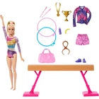 Barbie Gymnastics Doll & Accessories, Playset with Blonde Fashion Doll, C-Clip for Flipping Action, Balance Beam, Warm-Up Suit & More