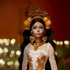 Barbie Signature Doll, Día De Muertos 2025 Collectible in Ruffled Cream Gown Trimmed with Marigolds and Ribbon, Flower Crown and Calavera Face Paint