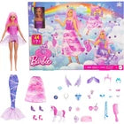 Barbie Advent Calendar with Doll & 24 Surprise Toy Accessories Including Unicorn & Pets, Transform Fashion Doll into Mermaid, Fairy & More
