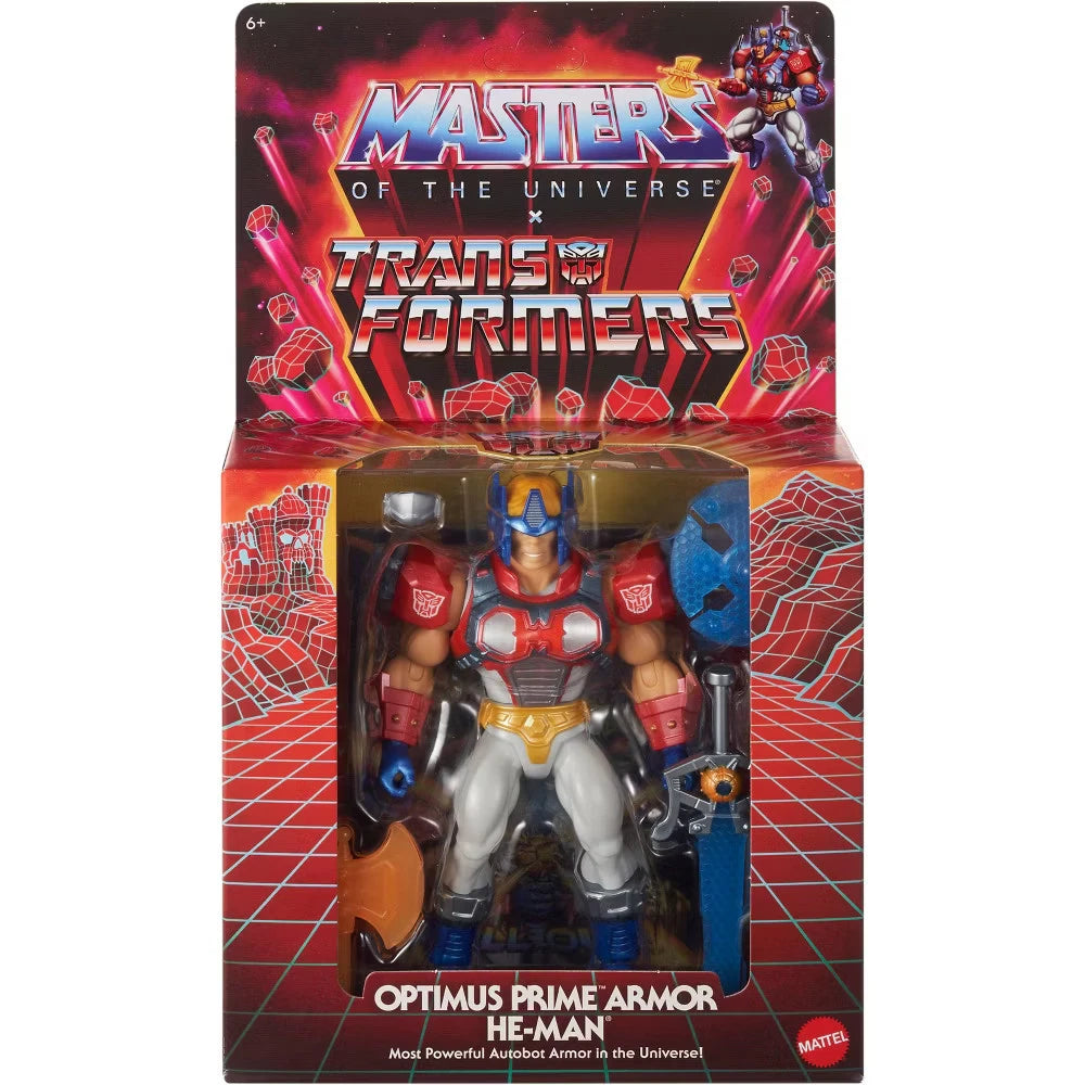 Optimus Prime Armor He-Man action figure with 16 points of articulation and modular accessories