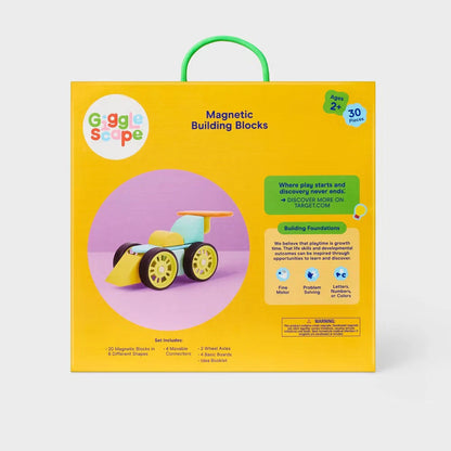 30pc Gigglescape Magnetic Building Blocks & Tiles Set - Shapes Colors Ages