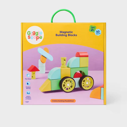 30pc Gigglescape Magnetic Building Blocks & Tiles Set - Shapes Colors Ages