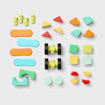 30pc Gigglescape Magnetic Building Blocks & Tiles Set - Shapes Colors Ages