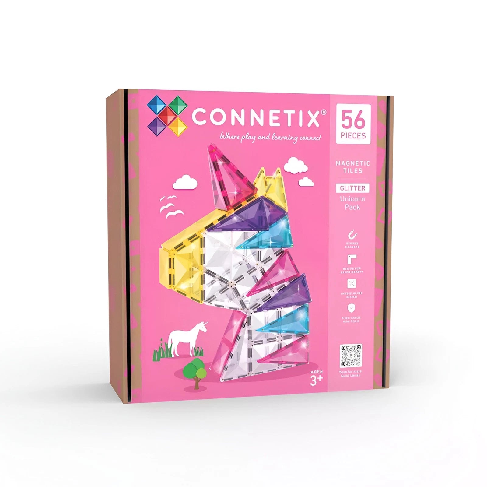 CONNETIX Glitter Unicorn Pack magnetic tiles STEAM building set for kids ages 3+