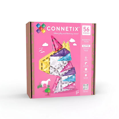 CONNETIX Glitter Unicorn Pack magnetic tiles STEAM building set for kids ages 3+