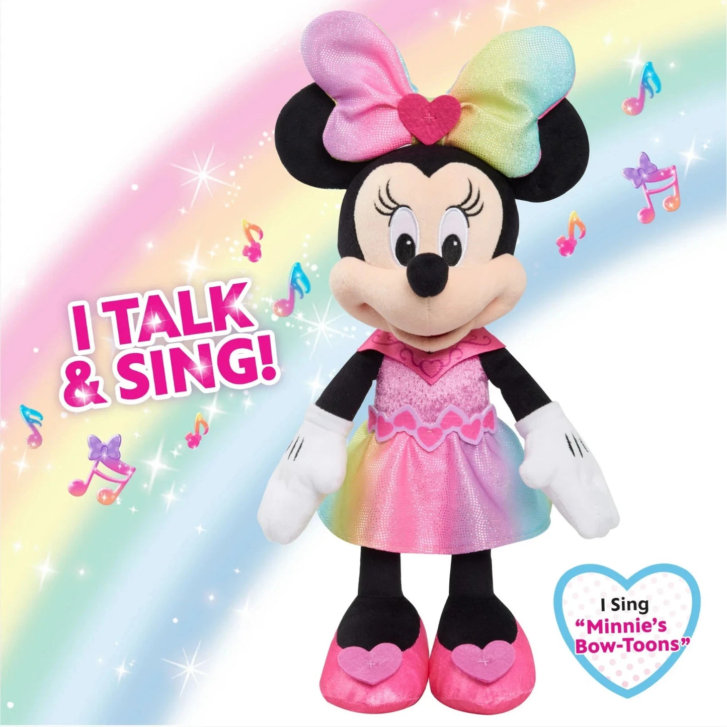 Junior Minnie Mouse Sparkle and Sing Minnie Mouse, Large 13 Inch Feature Plush