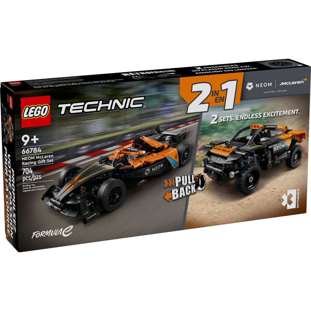 LEGO Technic McLaren racing cars with pull-back action and functional steering