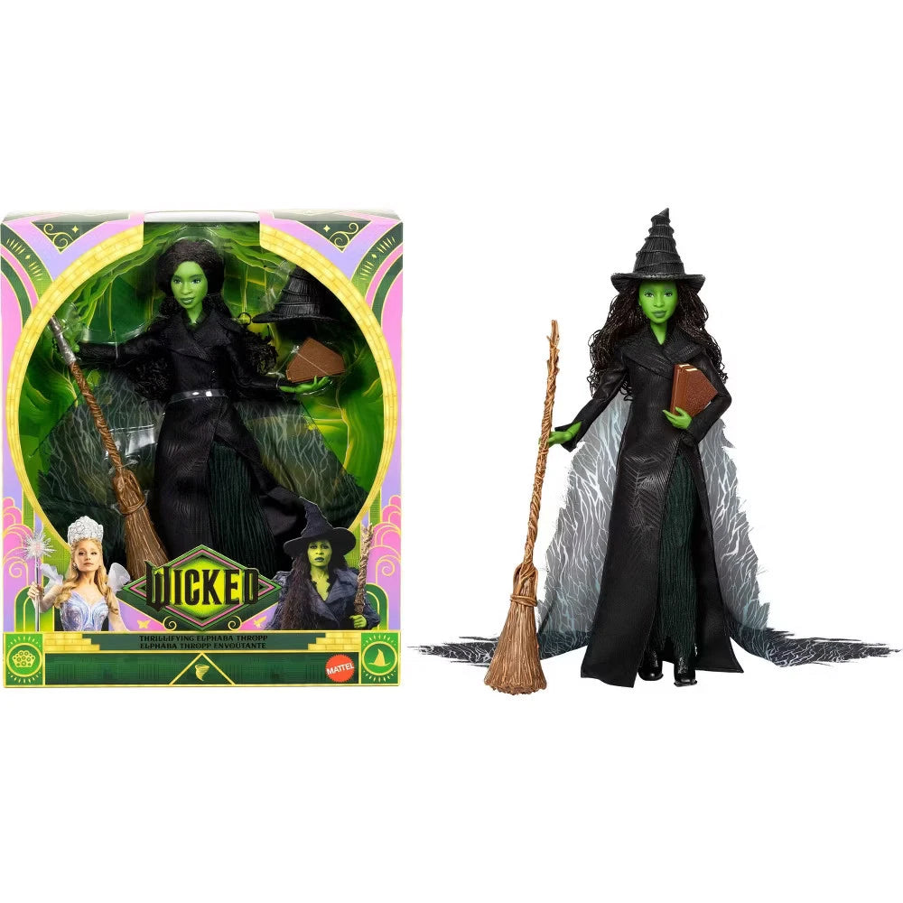 Wicked Elphaba collectible doll with Grimmerie witch hat boots and broom