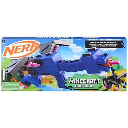 NERF Minecraft Ender Dragon Dart Blaster – 12 Darts with 4-Dart Internal Clip