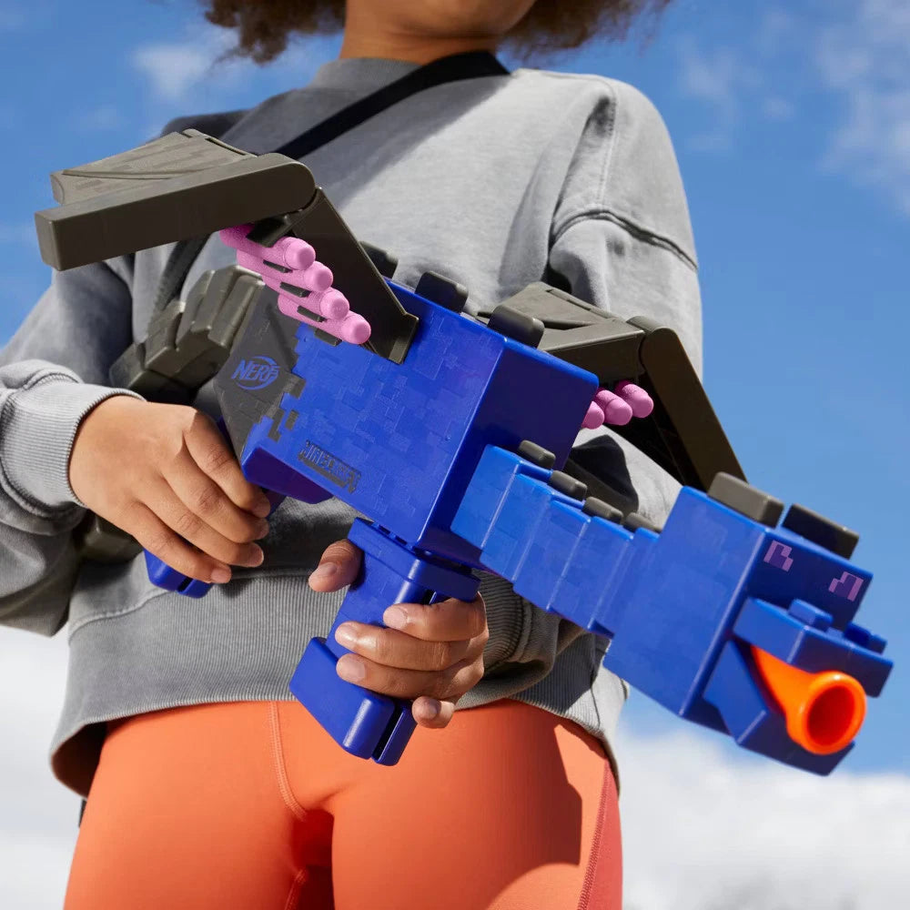 NERF Minecraft Ender Dragon Dart Blaster – 12 Darts with 4-Dart Internal Clip