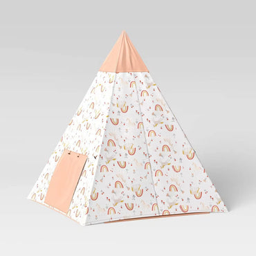 Unicorn kids play tent with soft fabric floor front entrance and side window