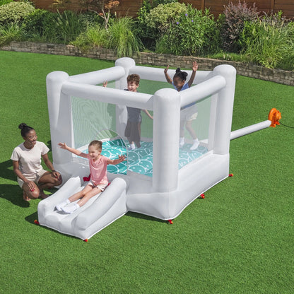 H2OGO Jump & Joy Kids Inflatable Bounce House with Extra-Wide Slide, White,