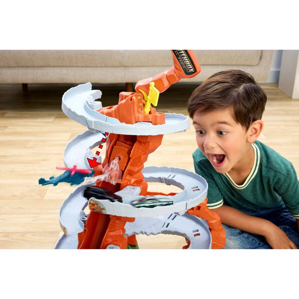 Matchbox helicopter escape toy playset with mountain track jumps and cars