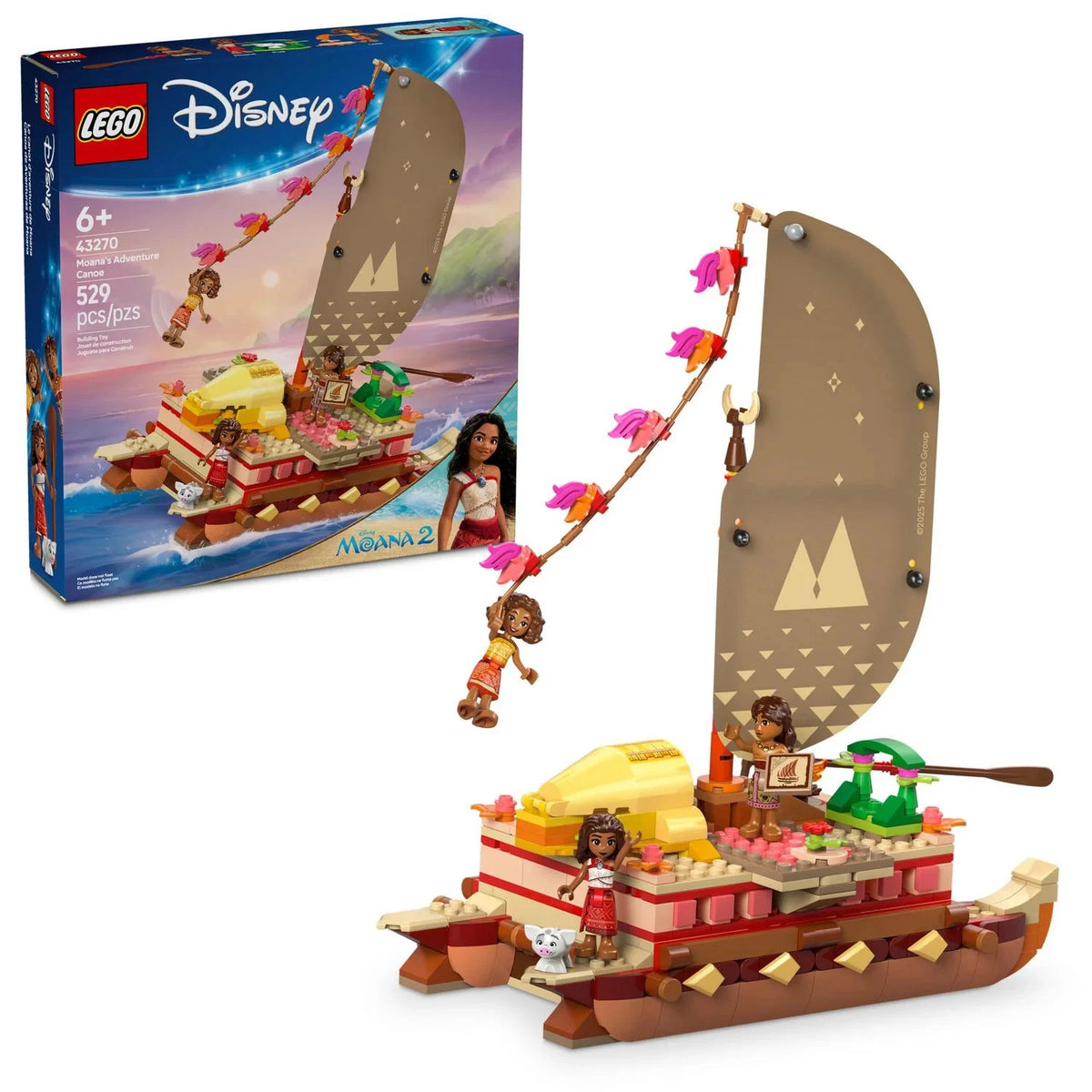 Disney Moana Adventure Canoe LEGO building playset with 4 characters for ages 6 and up