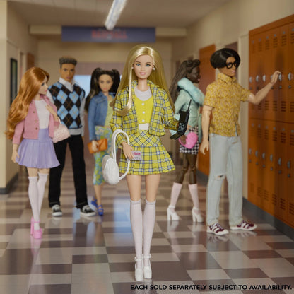 Mattel Barbie Signature Cher Collector Doll, Yellow Plaid Suit, White Mini