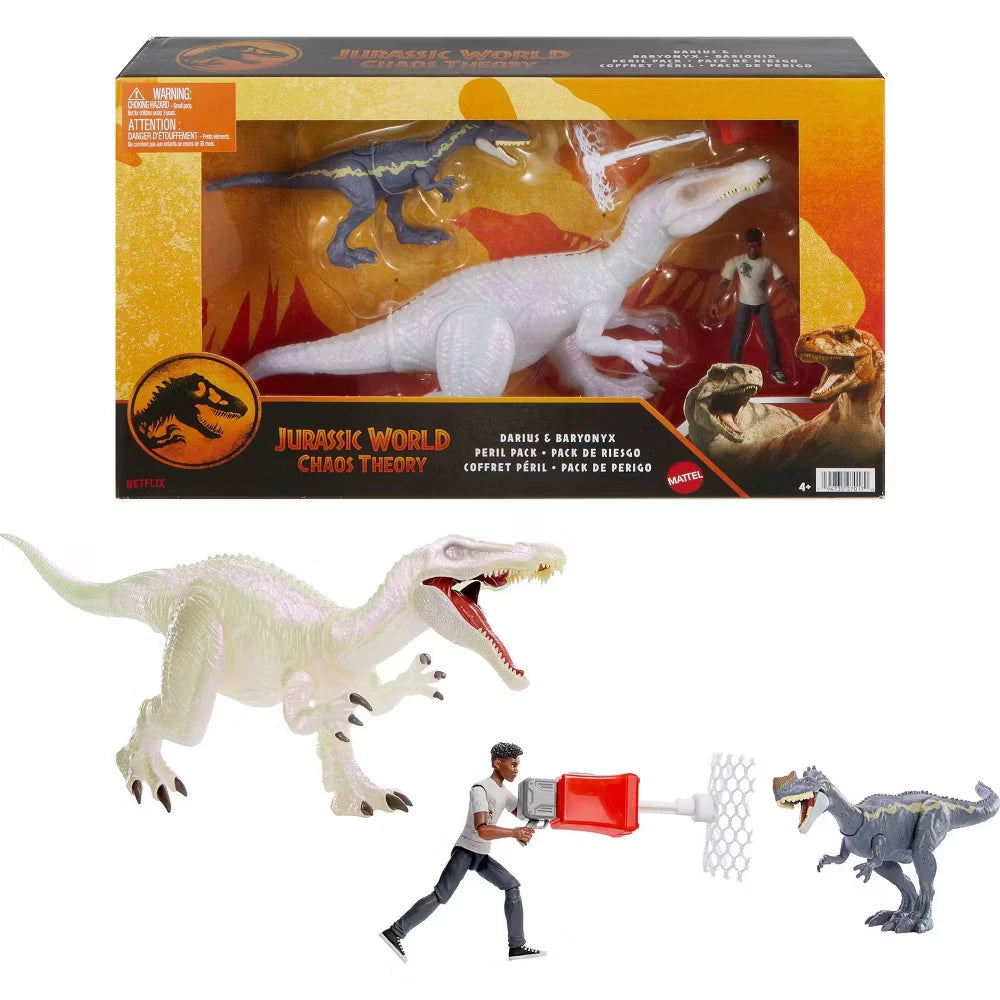 Jurassic World Chaos Theory dinosaur set with Darius figure and net launcher