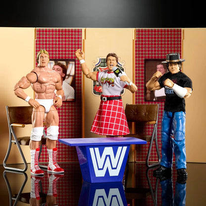 WWE Elite Piper's Pit action figures with stage microphone and accessories