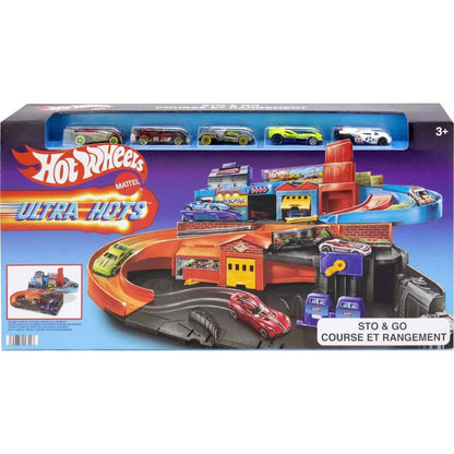 Hot Wheels Ultra Hots Sto & Go Trackset – Portable Racing Playset