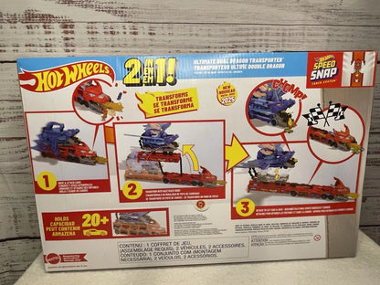 Hot Wheels City Ultimate Dual Dragon Transporter Playset with 2 Dragons & 1:64 Car
