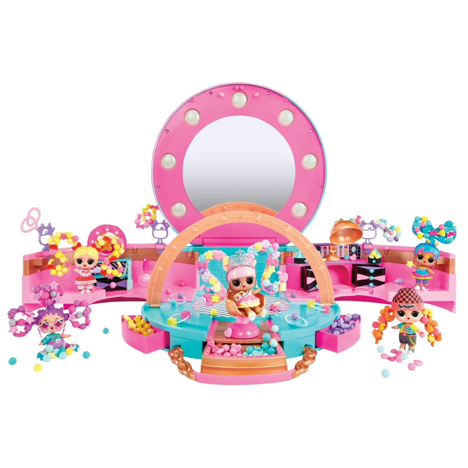 LOL Surprise Hair Beads doll styling salon with water-activated hair beads
