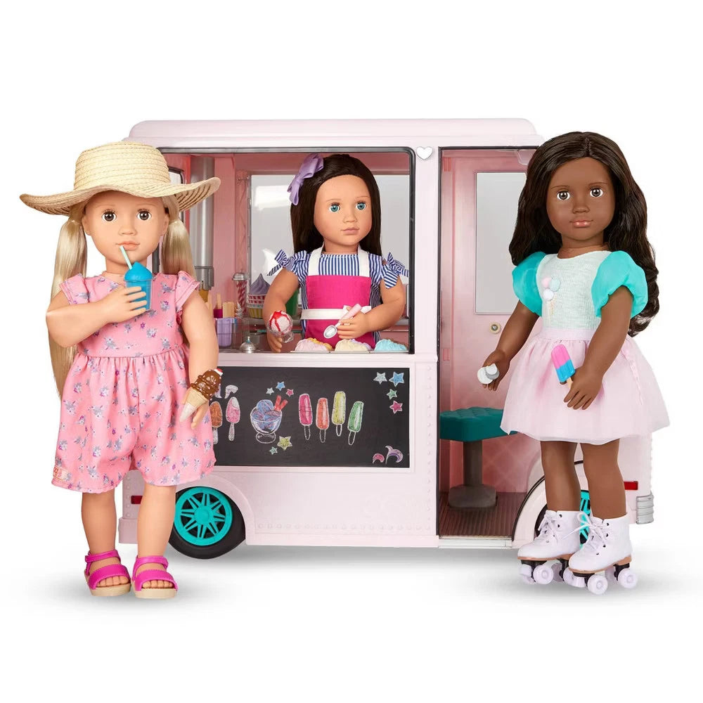 Our Generation Ice Cream Truck Doll Playset, Pink, 129 Pieces