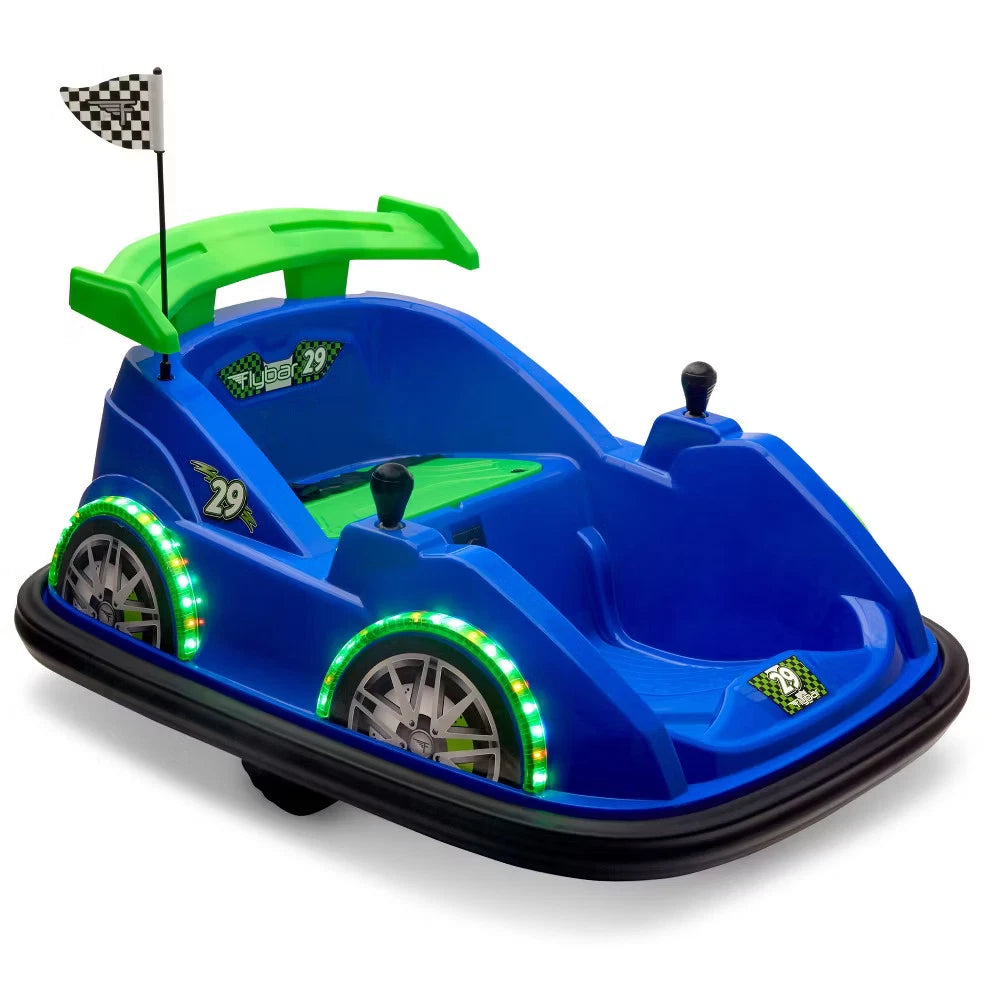 Flybar FunPark Racer Bumper Car – Blue Ride-On Toy for Kids Ages 1.5–4